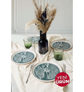 Keramika Tavus Kuşu Nordıc Pasta Tabağı 22 Cm 4 Adet 23137