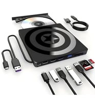 Valkyrie Harici CD DVD Okuyucu Yazıcı USB 3.0 Type-C Hub SD TF Kart Okuyucu 4 USB Portlu İnce Taşınabilir