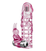 OdinsShop 3,5 cm Uzatmalı Tavşan Figürlü Uyarıcılı Çift Titreşimli Penis Kılıfı