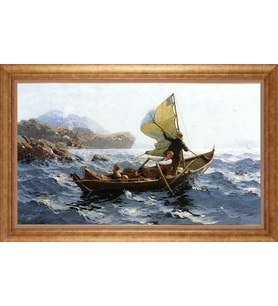 Çerçeveli Paspartulu Manzara Tablo bm1562 (Gold)