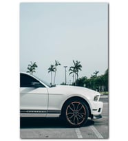 Cakatablo  Beyaz Ford Mustang Sağ Ön Detay MDF Tablo