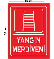 Metal Yangın Merdiveni 20cm x 30cm A4 Büyüklüğünde Uyarı Levhası Yönlendirme Tabelası