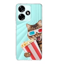 PrintiFy İnfinix Hot 30i ile Uyumlu Kedi 1 Kamera Korumalı Şeffaf Kılıf