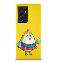 Samsung Galaxy S21 Ultra Soft Premier Kapak Bayan Puff Tasarımlı Silikon Kılıf - Sarı (Şeffaf)
