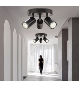 MYLİGHTS  MODERN ÜÇLÜ METAL LED SPOT GÜNIŞIĞI AMPULLÜ HAREKETLİ AVİZE (Siyah)