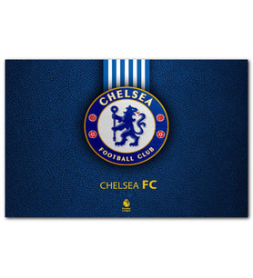 Cakatablo Siyah Deri Doku Üzerinde Chelsea Logosu