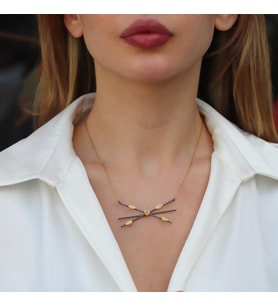 Flora Oksitli Gold Kaplama Gümüş Kolye
