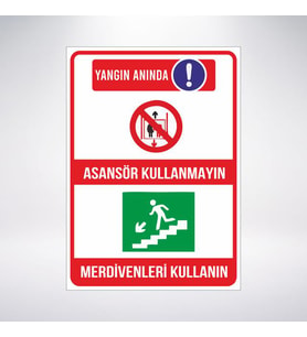 Yangın Anında asansör kullanmayınız 21x28 Arkası Sticker