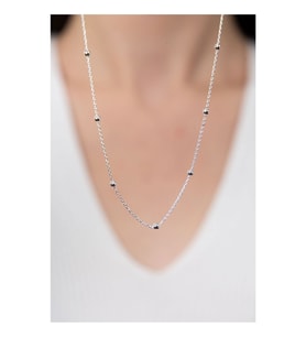 925 Ayar Gümüş Minik Toplu Sade Zincir 45 Cm
