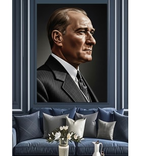 Türkiye Cumhuriyeti Kurucusu Atatürk Dekoratif Kanvas - Mdf Ahşap Tablo