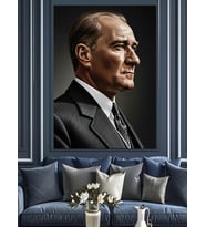 Türkiye Cumhuriyeti Kurucusu Atatürk Dekoratif Kanvas - Mdf Ahşap Tablo