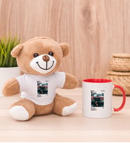 Kişiye Özel İnstagram Tasarım Fotoğraflı Peluş Ayı ve Kırmızı Kupa