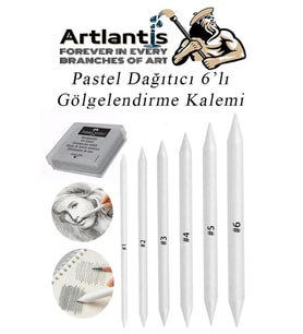 Pastel Dağıtıcı Gölgelendirme Kalemi 6 Lı 1 Paket Ve 1 Adet Hamur Silgi Kaynaştırma Kalemi Kara Kalem Dağıtıcı Kalem Kağıt Kalem (Beyaz)