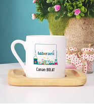 Laborant Türk Kahvesi Fincanı Ahşap Altlıklı