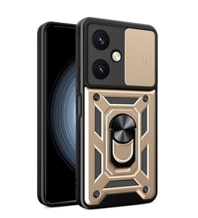 Newface Vivo Y27 Kılıf Pars Lens Yüzüklü Silikon - Gold