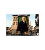 Başkumandan Gazi Mustafa Kemal Atatürk Poster Bayrak Premium Raşel Kumaş ATA7
