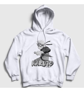 Presmono Unisex Beyaz Kunai Anime Naruto Kapüşonlu Sweatshirt 133697tt