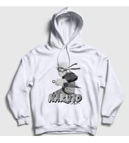 Presmono Unisex Beyaz Kunai Anime Naruto Kapüşonlu Sweatshirt 133697tt