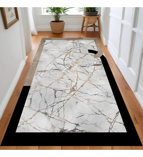 Rovigo Home Dijital Baskı Yıkanabilir Kaymaz Taban Salon Halısı Ve Yolluk RV084-FNL371 (Siyah)