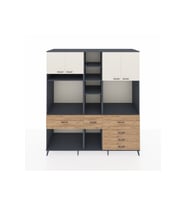 Kronos Dolap 11 Raflı 6 Çekmeceli 4 Kapaklı 220x59x243 Antrasit-Aytaşı/Çam