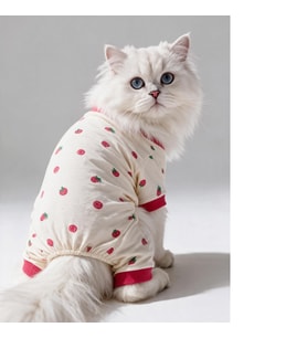 Tatlı Çilek Kedi Tulumu Pamuklu Penye Kedi Kıyafeti Küçük Irklar İçin Tüy Dökülmesini Azaltır