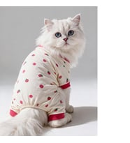 Tatlı Çilek Kedi Tulumu Pamuklu Penye Kedi Kıyafeti Küçük Irklar İçin Tüy Dökülmesini Azaltır