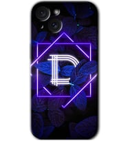 İphone 15 Plus Kılıf HD Desen Baskılı Kılıf - Dark Neon Yaprak D Harfi