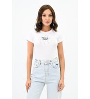 Kadın Taş İşlemeli Nakış Detaylı T-shirt 1774-25 (Beyaz)