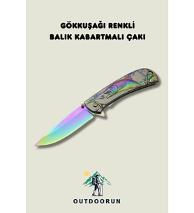 Gökkuşağı Renkli Geyik Kabartmalı Çakı - 19,5 cm (Çok Renkli)