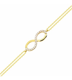 Altın Zincir Sonsuzluk Bileklik 14K Gold Taşlı
