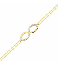 Altın Zincir Sonsuzluk Bileklik 14K Gold Taşlı (Çok Renkli)
