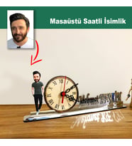 Karikatür Erkek Model Masaüstü Saatli İsimlik MSİ37