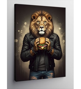 Kanvas Tablo Hamburger Ve Aslan