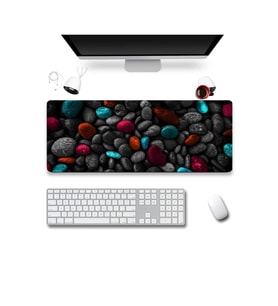 SonicTouch Renkli Çakıl Taşları Gamer Oyuncu Dikişsiz Sıvı Geçirmez Klavye Mouse Pad 32x70Cm