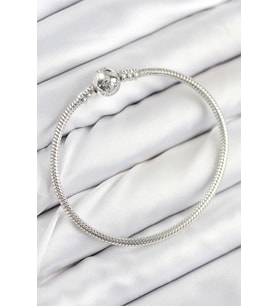 Pirinç Charm Topcuk Model Gümüş Renk Kadın Bileklik 5886 - HPSBYI6866-1009