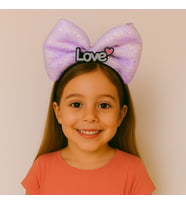 LED Işıklı Love Yazılı Mor Fiyonk Taç – Kız Çocuk Parti Tacı