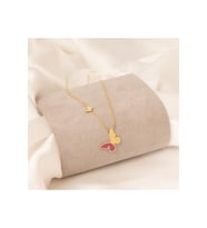 MİNELİ İKİLİ KELEBEK KOLYE (Gold)
