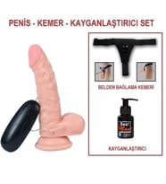 LilituShop 17 cm Belden Bağlamalı Titreşimli Realistik Dildo Penis Set