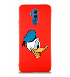 Huawei Mate 20 Lite Soft Premier Kapak Donald Duck-F Tasarımlı Silikon Kılıf - Kırmızı (Şeffaf)