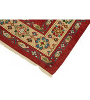 Kırmızı Halı Bej Tonlu Geometrik Motifli El Dokuma Koridor Tipi Klasik Stil Yolluk