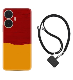 Realme C55 Kılıf Silikon Boyun Askılı İpli Desenli Silikon Sarı Kırmızı Boya 1708
