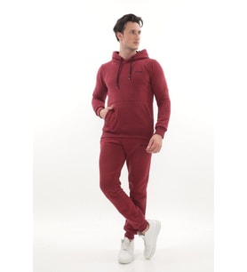Kanguru Cepli Kapüşonlu 3 Iplik Kışlık Sweat Takım (Bordo)
