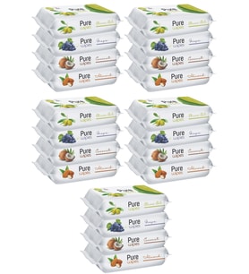 Pure Baby Wipes Islak Havlu Mendil 50 Yaprak 20 Li Set (1000 Yaprak) (Meyveli)