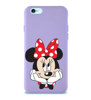 Apple iPhone 6S Plus  Lansman Kılıf Minnie Mouse Tasarımlı Altı Kapalı İçi Kadife Kaplı  Kapak (Şeffaf)