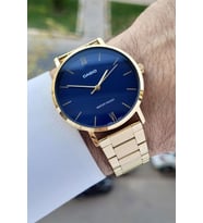 Casio CSISTE132 Kadranı Lacivert Kordonu Gold Renk Erkek Kol Saati