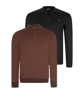 İKİLİ SET V4007 DEWBERRY ERKEK SWEATSHIRT-SİYAH-KAHVE