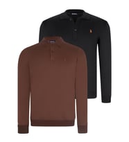 İKİLİ SET V4007 DEWBERRY ERKEK SWEATSHIRT-SİYAH-KAHVE