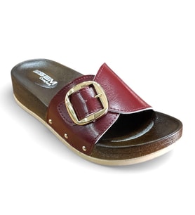 Esem 0047 Z 0014 Kadın Günlük Tek Tokalı Yazlık Comfort Terlik (Bordo)