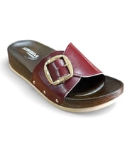 Esem 0047 Z 0014 Kadın Günlük Tek Tokalı Yazlık Comfort Terlik (Bordo)
