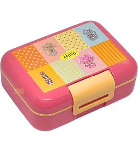 Bento 1600ml Lunchbox Sevimli Kedi Desenli Tek Katlı 2 Bölmeli PP Plastik Sefer Tası Yemek Kutusu